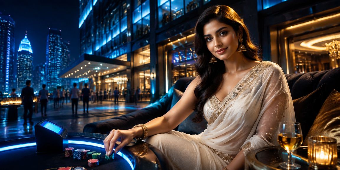 Woman using mobile payment apps in traditional saree in Delhi
