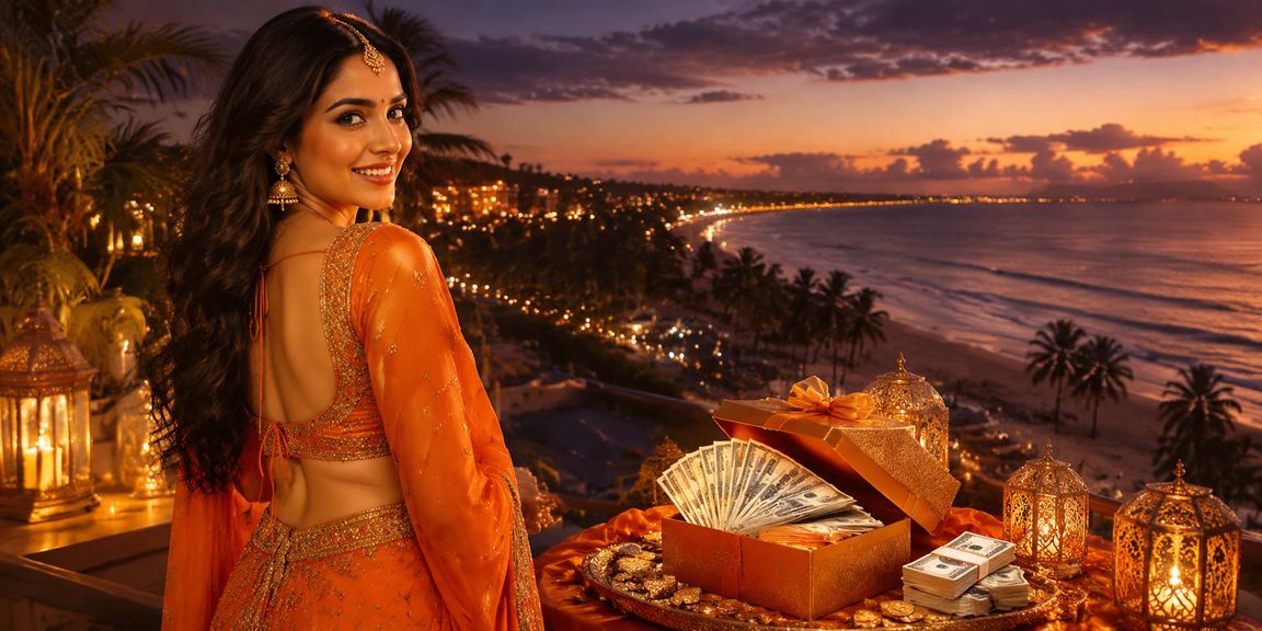 Happy Indian players registering on mobile in Goa beach setting
